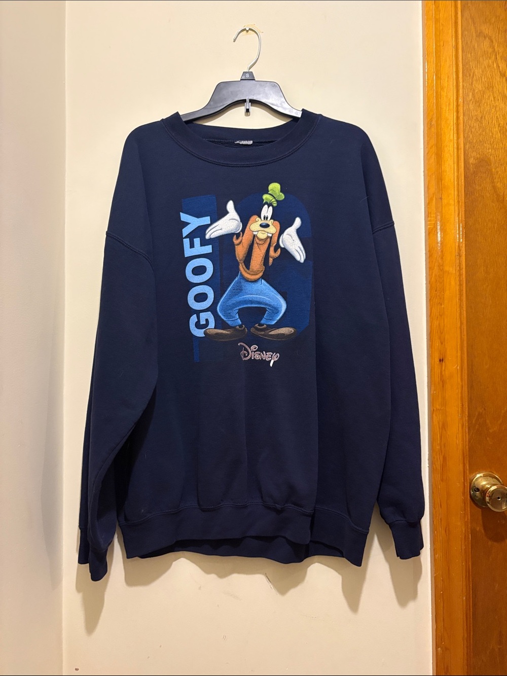 Disney Vintage Navy Blue Goofy Graphic Crewneck Sweatshirt - Men Size XL